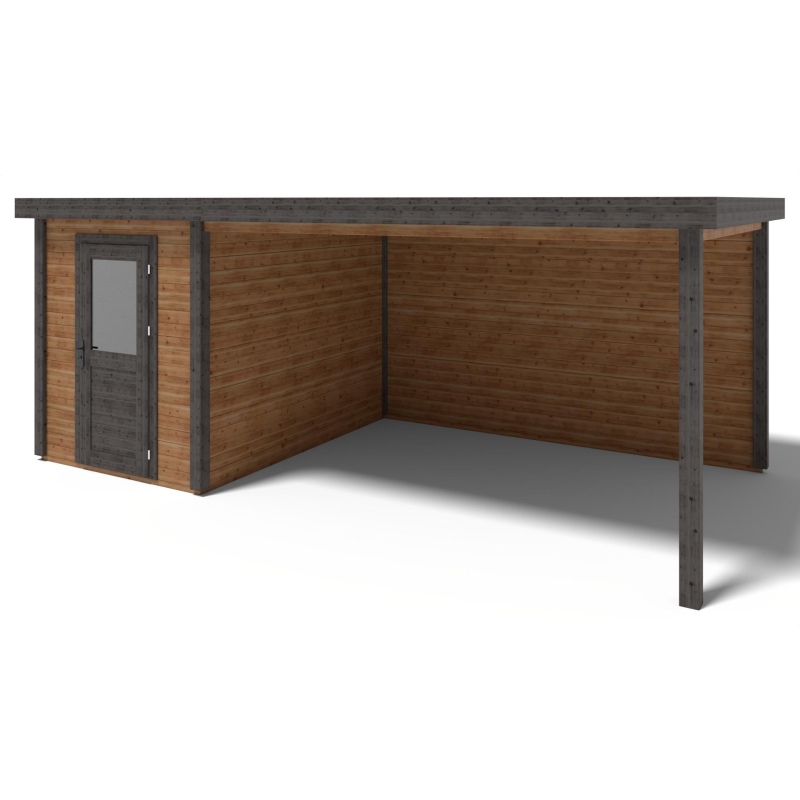 Abri de jardin en bois Vala 2.09x3.09m - 18.72m2 - Ep. 28mm - Traité