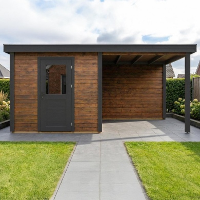 Abri de jardin en bois Rava 5.06x2.59m - 13.1m2 - Ep. 28mm - Traité