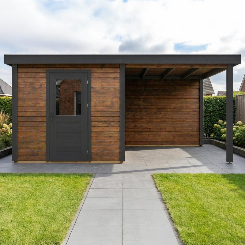 Abri de jardin en bois Rava 5.06x2.59m - 13.1m2 - Ep. 28mm - Traité
