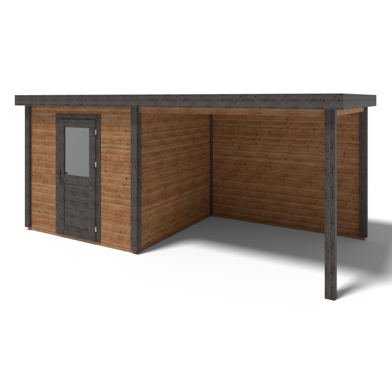 Abri de jardin en bois Rava 2.59x2.59m - 14.4m2 - Ep. 28mm - Traité