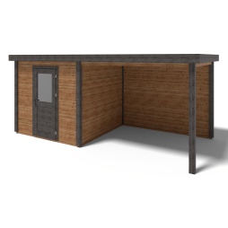 Abri de jardin en bois Rava 2.59x2.59m - 14.4m2 - Ep. 28mm - Traité