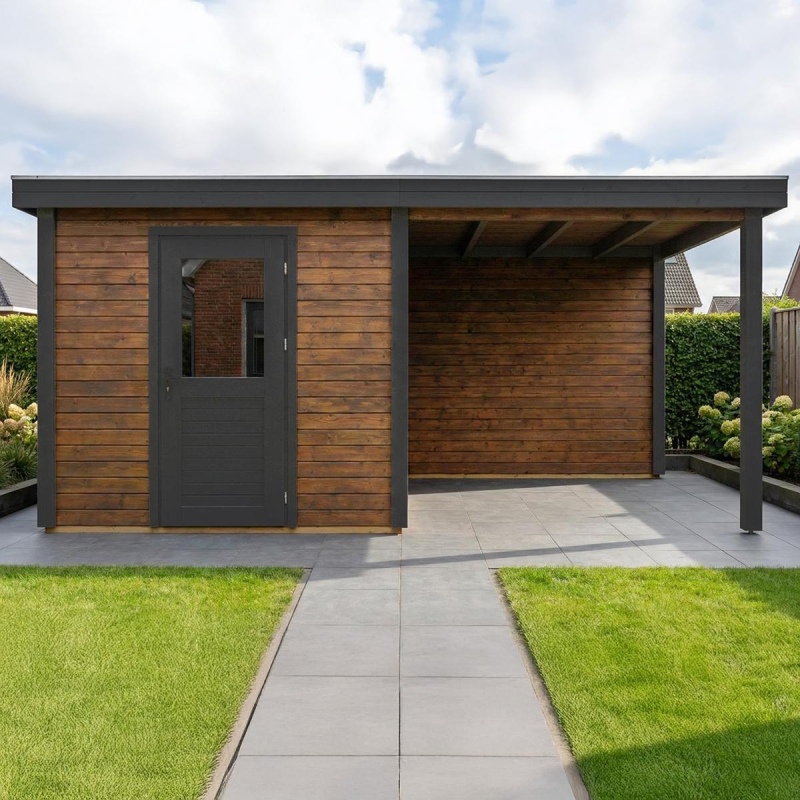 Abri de jardin en bois Rava 5.06x3.09m - 15.63m2 - Ep. 28mm - Traité