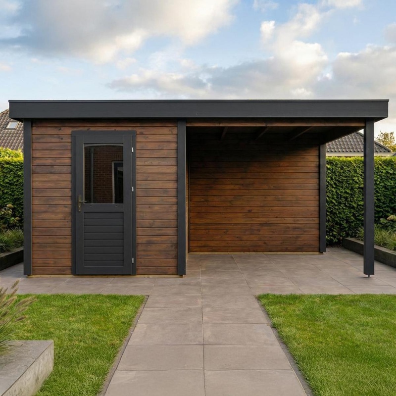 Abri de jardin en bois Rava 2.59x3.09m - 17.18m2 - Ep. 28mm - Traité