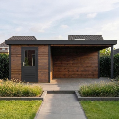 Abri de jardin en bois Rava 2.59x3.09m - 20.27m2 - Ep. 28mm - Traité