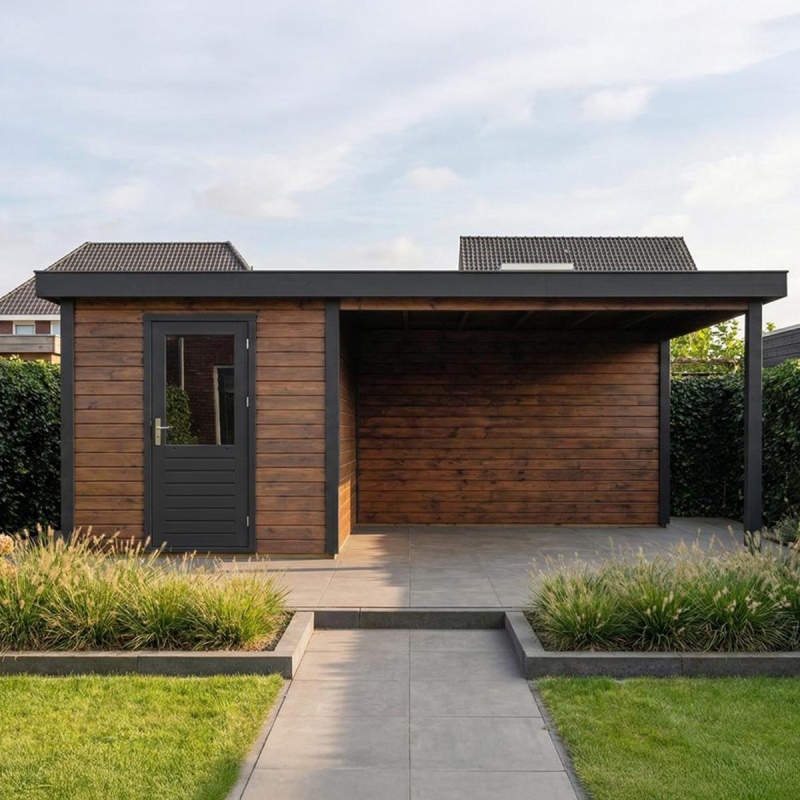 Abri de jardin en bois Rava 2.59x3.09m - 20.27m2 - Ep. 28mm - Traité
