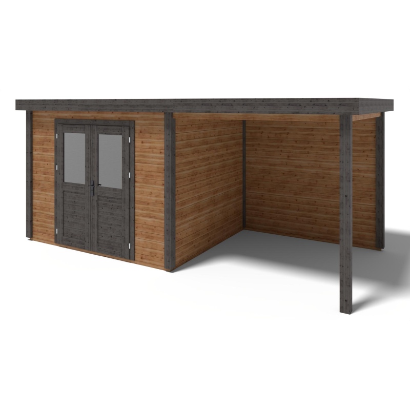Abri de jardin en bois Aura 5.56x2.59m - 14.4m2 - Ep. 28mm - Traité