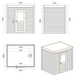 Abri de jardin en bois Nexa 2.59x2.09m - 5.41m2 - Ep. 28mm - Traité