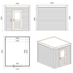Abri de jardin en bois Nexa 2.59x3.09m - 8m2 - Ep. 28mm - Traité