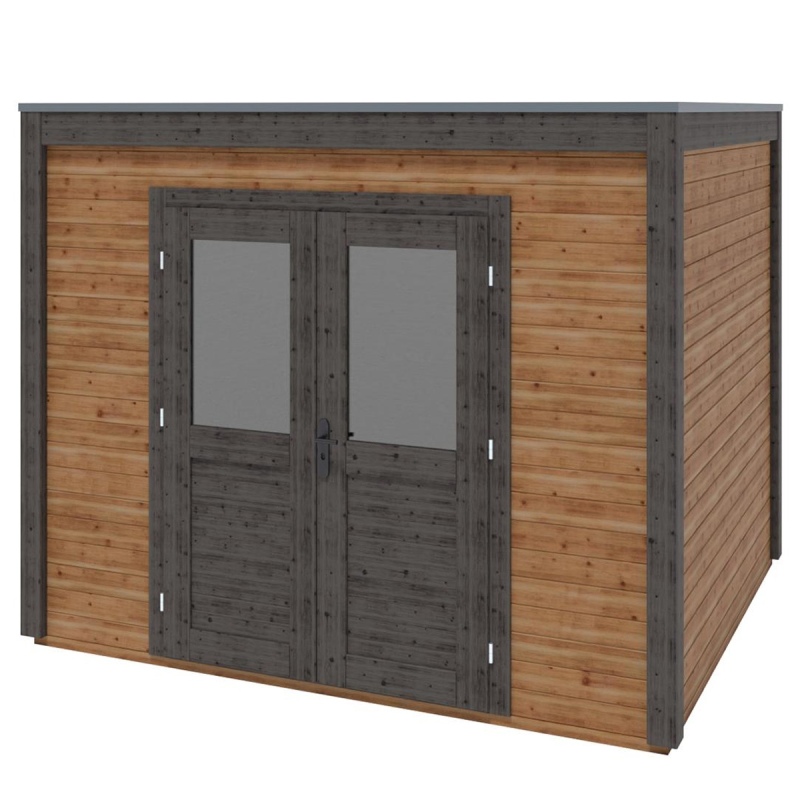 Abri de jardin en bois Sora 3.09x2.59m - 8m2 - Ep. 28mm - Traité