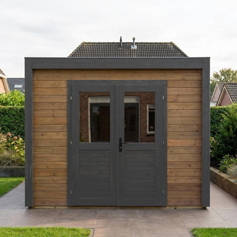Abri de jardin en bois Sora 3.09x3.09m - 9.55m2 - Ep. 28mm - Traité