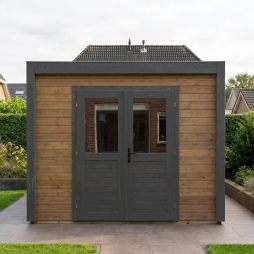 Abri de jardin en bois Sora 3.09x3.09m - 9.55m2 - Ep. 28mm - Traité