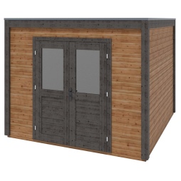 Abri de jardin en bois Sora 3.09x3.09m - 9.55m2 - Ep. 28mm - Traité