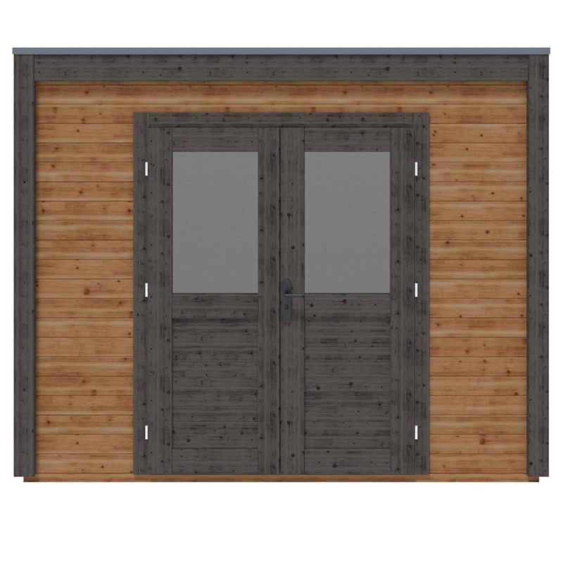 Abri de jardin en bois Sora 3.09x3.09m - 9.55m2 - Ep. 28mm - Traité