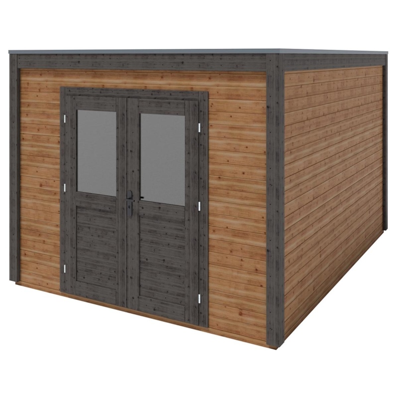 Abri de jardin en bois Sora 3.09x4.09m - 12.64m2 - Ep. 28mm - Traité