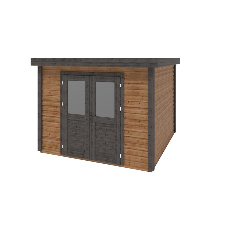 Abri de jardin en bois Aura 3.09x3.09m - 9.55m2 - Ep. 28mm - Traité