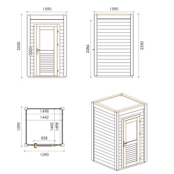 Abri de jardin en bois Veya 1.59x1.59m - 2.53m2 - Ep. 28mm - Traité