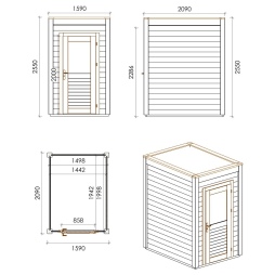 Abri de jardin en bois Veya 1.59x2.09m - 3.32m2 - Ep. 28mm - Traité