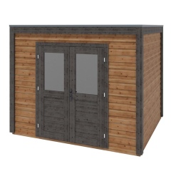 Abri de jardin en bois Sora 3.09x2.59m - 8m2 - Ep. 28mm - Traité