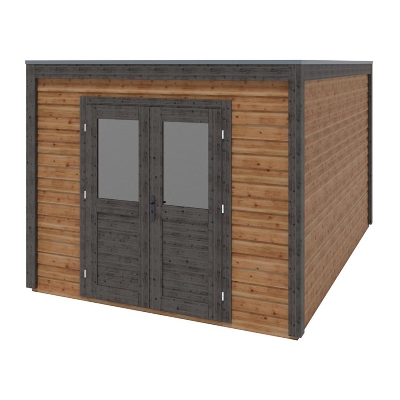 Abri de jardin en bois Sora 3.09x4.09m - 12.64m2 - Ep. 28mm - Traité