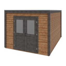 Abri de jardin en bois Sora 3.09x4.09m - 12.64m2 - Ep. 28mm - Traité