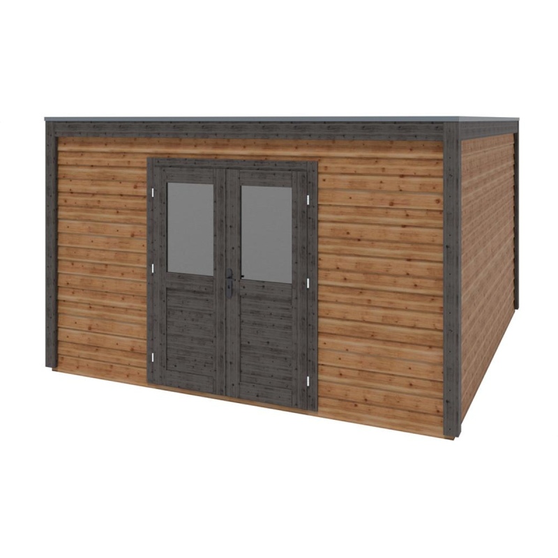 Abri de jardin en bois Nova 4.09x4.09m - 16.73m2 - Ep. 28mm - Traité