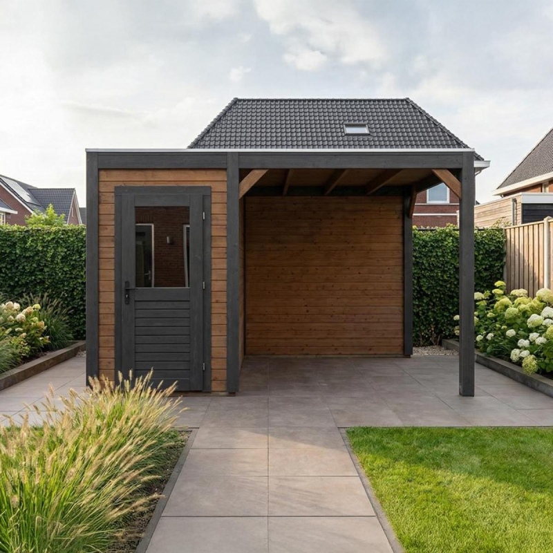 Abri de jardin en bois Veya 4.06x2.59m - 10.52m2 - Ep. 28mm - Traité