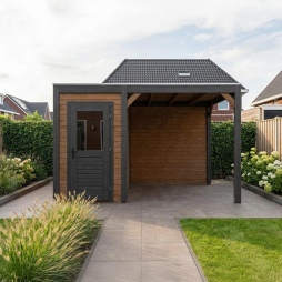 Abri de jardin en bois Veya 4.56x2.59m - 11.81m2 - Ep. 28mm - Traité