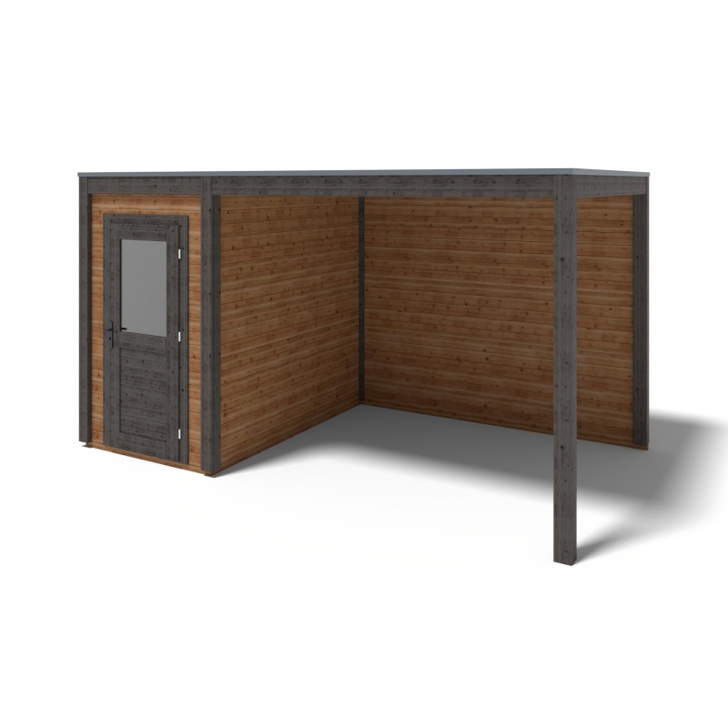 Abri de jardin en bois Veya 4.56x2.59m - 11.81m2 - Ep. 28mm - Traité