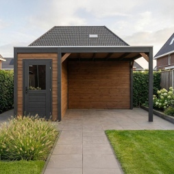 Abri de jardin en bois Veya 5.56x3.09m - 17.18m2 - Ep. 28mm - Traité