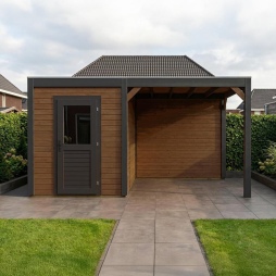 Abri de jardin en bois Luma 4.56x2.59m - 11.81m2 - Ep. 28mm - Traité
