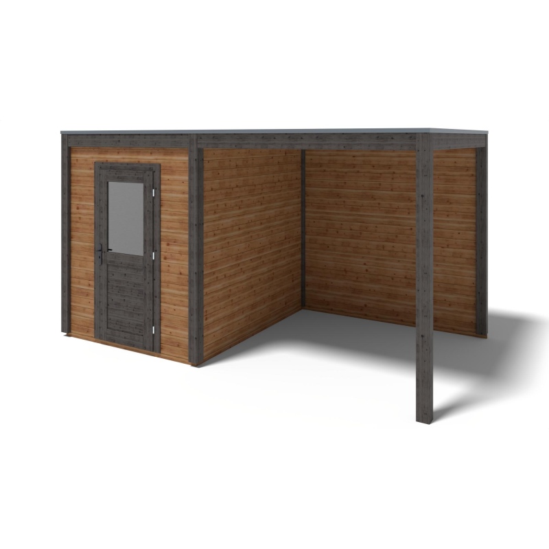 Abri de jardin en bois Luma 4.56x2.59m - 11.81m2 - Ep. 28mm - Traité