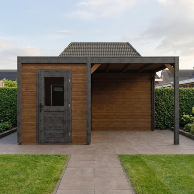 Abri de jardin en bois Luma 4.56x3.09m - 14.09m2 - Ep. 28mm - Traité