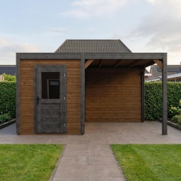Abri de jardin en bois Luma 4.56x3.09m - 14.09m2 - Ep. 28mm - Traité