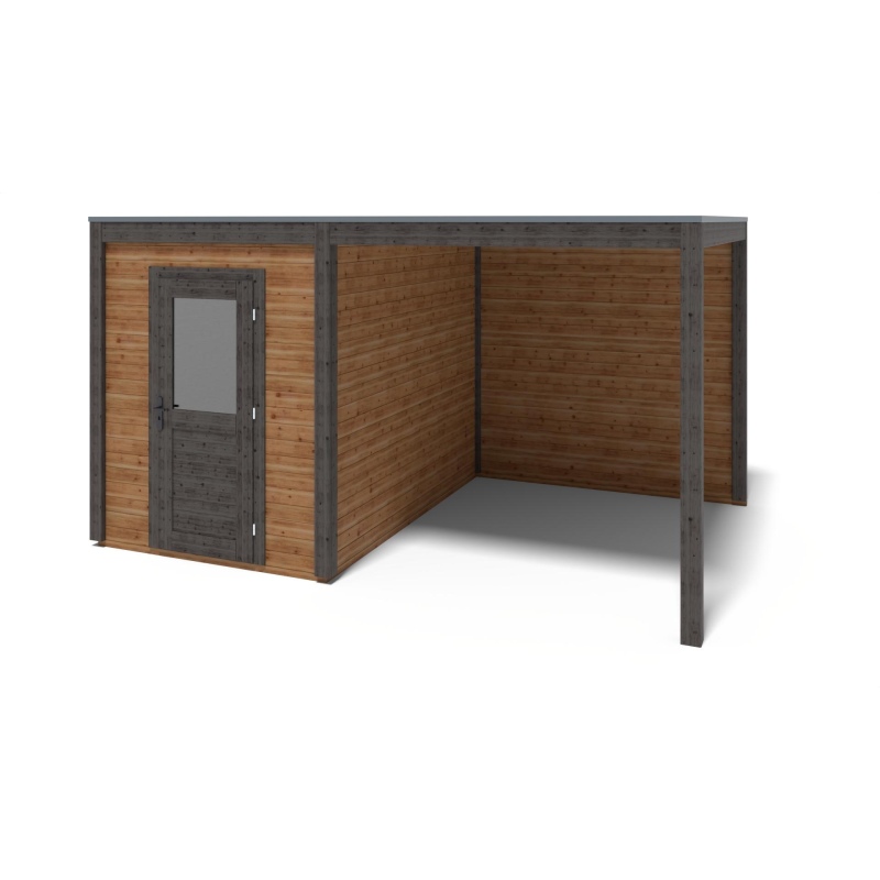 Abri de jardin en bois Luma 4.56x3.09m - 14.09m2 - Ep. 28mm - Traité