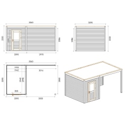 Abri de jardin en bois Luma 5.06x3.09m - 15.64m2 - Ep. 28mm - Traité