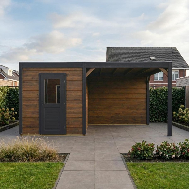 Abri de jardin en bois Nexa 5.06x2.59m - 13.11m2 - Ep. 28mm - Traité