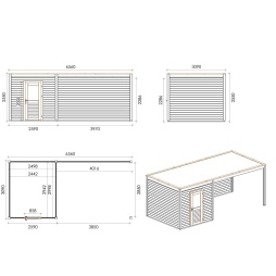 Abri de jardin en bois Nexa 6.56x3.09m - 20.27m2 - Ep. 28mm - Traité