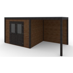 Abri de jardin en bois Sora 5.56x2.59m - 14.4m2 - Ep. 28mm - Traité