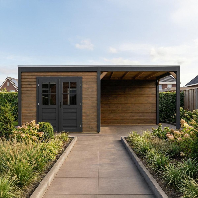 Abri de jardin en bois Sora 6.06x2.59m - 15.7m2 - Ep. 28mm - Traité