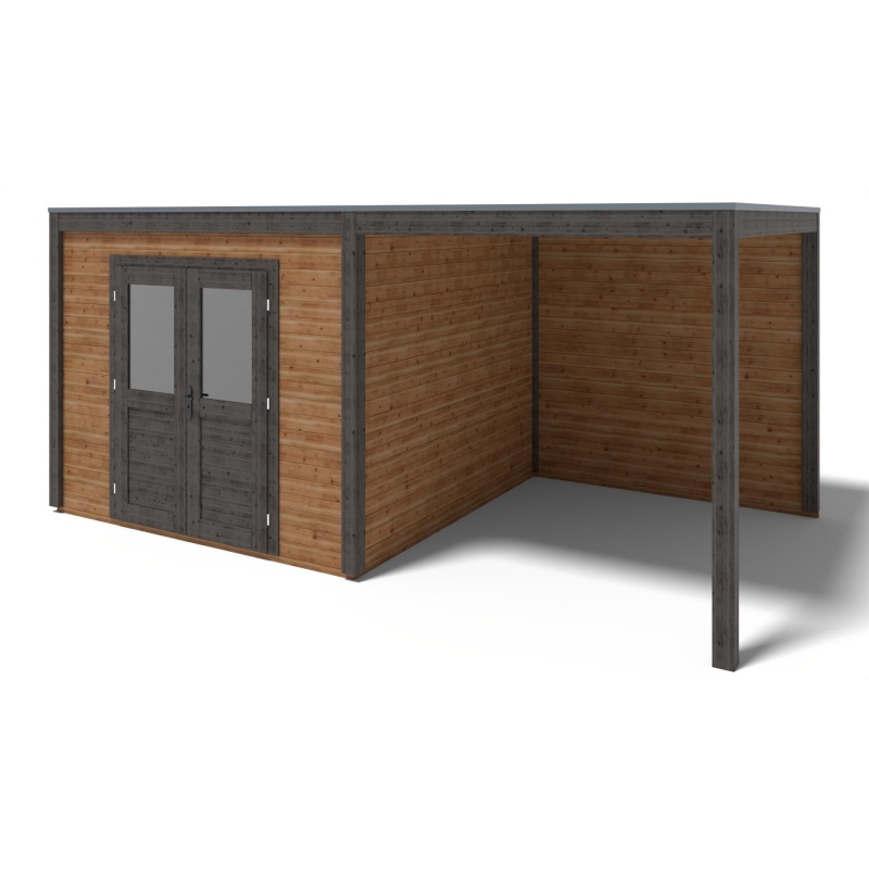Abri de jardin en bois Sora 5.56x3.09m - 17.18m2 - Ep. 28mm - Traité