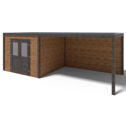 Abri de jardin en bois Sora 7.06x3.09m - 21.82m2 - Ep. 28mm - Traité