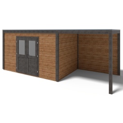 Abri de jardin en bois Nova 6.56x2.59m - 16.99m2 - Ep. 28mm - Traité