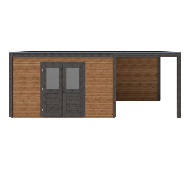 Abri de jardin en bois Nova 6.56x2.59m - 16.99m2 - Ep. 28mm - Traité