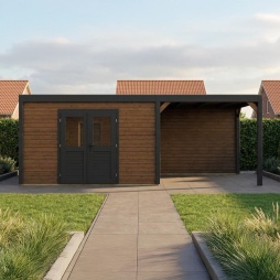Abri de jardin en bois Nova 7.06x2.59m - 18.29m2 - Ep. 28mm - Traité