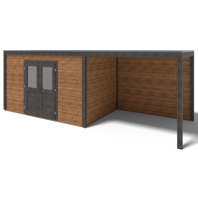Abri de jardin en bois Nova 7.06x2.59m - 18.29m2 - Ep. 28mm - Traité 2