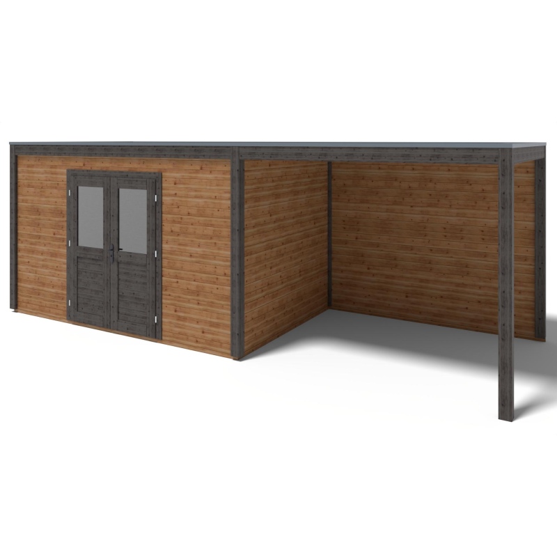 Abri de jardin en bois Nova 7.06x2.59m - 18.29m2 - Ep. 28mm - Traité