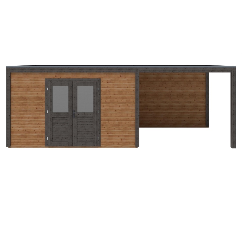 Abri de jardin en bois Nova 7.06x2.59m - 18.29m2 - Ep. 28mm - Traité