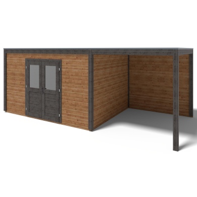Abri de jardin en bois Nova 6.56x3.09m - 20.27m2 - Ep. 28mm - Traité 2