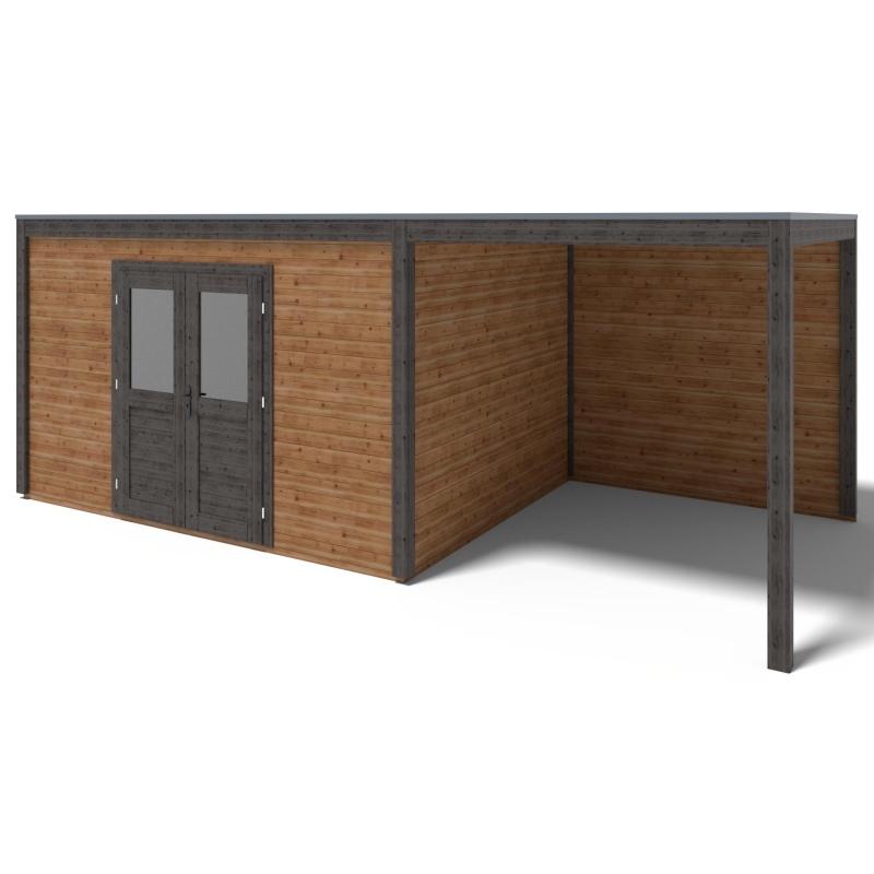 Abri de jardin en bois Nova 6.56x3.09m - 20.27m2 - Ep. 28mm - Traité