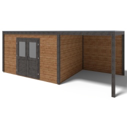 Abri de jardin en bois Nova 6.56x3.09m - 20.27m2 - Ep. 28mm - Traité